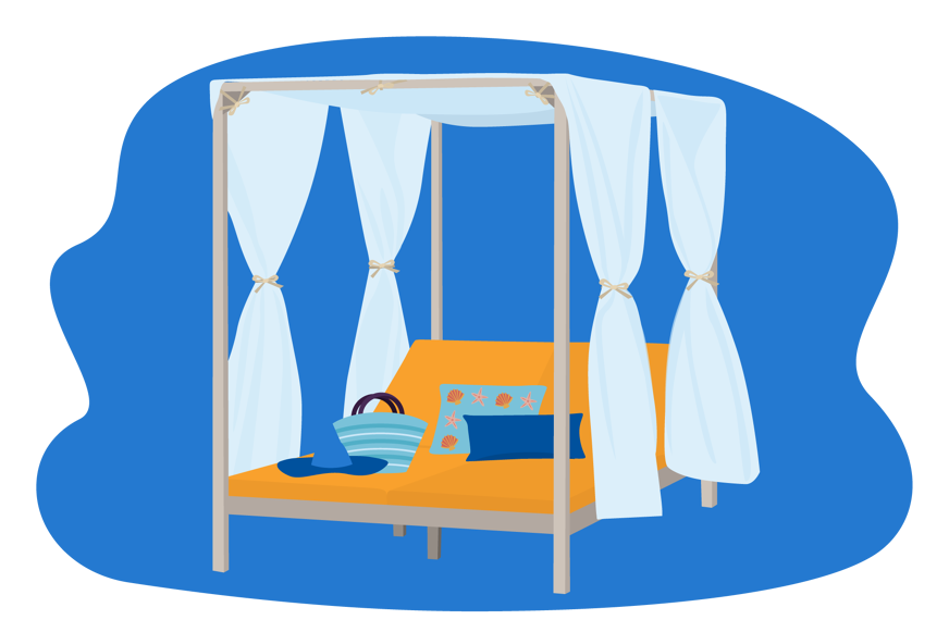 cama con dosel exteriores